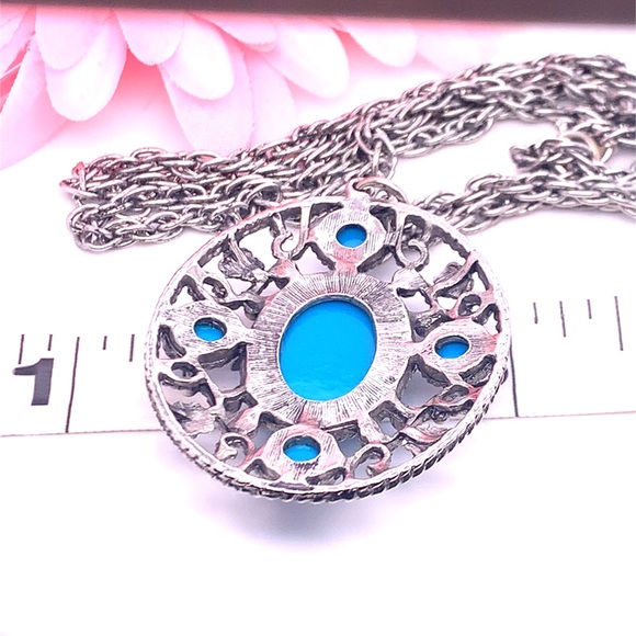 Faux Turquoise Pendant Necklace 24” - Picture 7 of 7